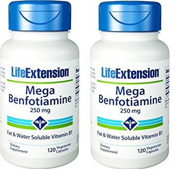 Life Extension Mega Benfotiamine 250 mg, 120 vegetarian capsules (Pack of 2)