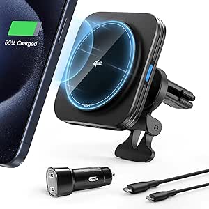 ESR for Qi2 15W MagSafe Car Mount Charger Set, Qi2-Certified MagSafe Car Charger, Air Vent/Dashboard Magnetic Wireless Car Charger, Car Phone Holder Mount for iPhone 16/15/14/13/12, Fast Charging