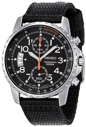 Seiko Men's SNN079P2 Chronograph Stainless Steel Watch With Black Cloth Band