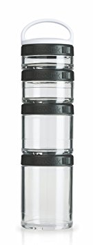 BlenderBottle GoStak Twist n' Lock Storage Jars, 4-Piece Starter Pak, Black