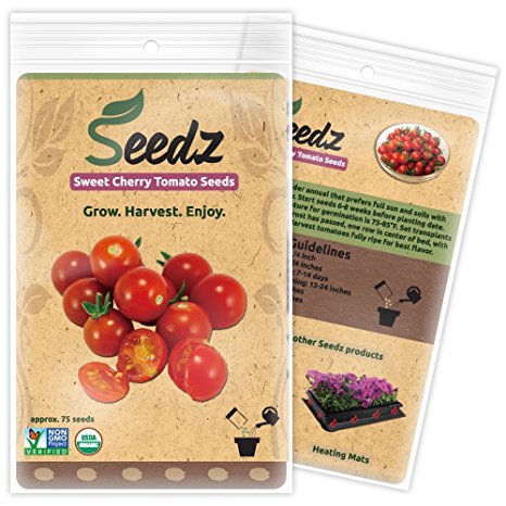 CERTIFIED ORGANIC SEEDS (Approx. 75) - Sweet Cherry Tomato - Heirloom Tomato Seeds - Non GMO, Non Hybrid - USA