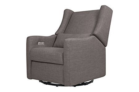 Babyletto Kiwi Electronic Recliner and Swivel Glider with USB Port, Grey Tweed