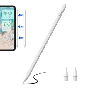 Case U Upgraded iPad Pencil with Dual Charge Mode for Apple iPad, Magnetic Wireless Charging & Type-C Charging Stylus Pen for iPad 2018 & Later (Metallic White)