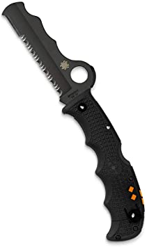 Spyderco Assist Lightweight Folding Knife - Black FRN Handle with CombinationEdge, Hollow Grind, VG-10 Steel Black Blade and Back Lock - C79PSBBK