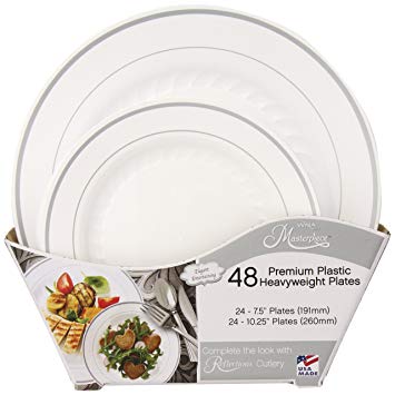 Masterpiece Plastic Plate Combo Pack, Large and Small, 48 Count