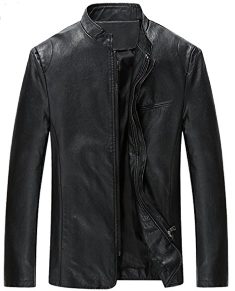 XueYin Men's Classic Leather Biker Jacket