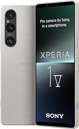 Sony Xperia 1 V Platinum Silver - 6.5 Inch 21:9 Wide 4K HDR OLED - 120Hz Refresh rate -Triple lens(with Next Gen Sensor & ZEISS)- 3.5 mm audio jack - Android 13 - SIM free - Dual SIM hybrid