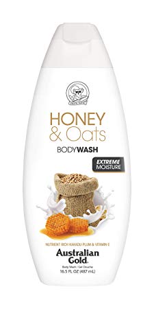 Australian Gold Body Wash, Gentle & Moisturizing, Nutrient Rich Cacadu Plum & Vitamin E, Cruelty Free, Honey and Oats, 16.5 Ounce (Pack of 6)