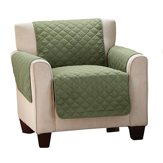 Reversible Quilted Furniture Protector Cover, Chocolate/Tan, Olive/Sage, Chair