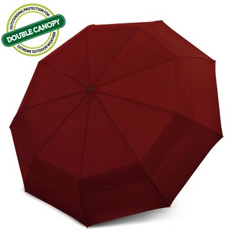 EEZ-Y Compact Travel Umbrella with Windproof Double Canopy Construction - Sturdy, Portable and Lightweight for Easy Carrying - Auto Open Close Button for One Handed Operation - Lifetime Guarantee