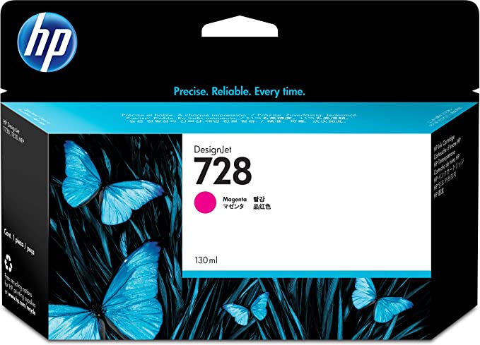 HP 728 Magenta 130-ml Genuine Ink Cartridge (F9J66A) for DesignJet T830 MFP & T730 Large Format Plotter Printers