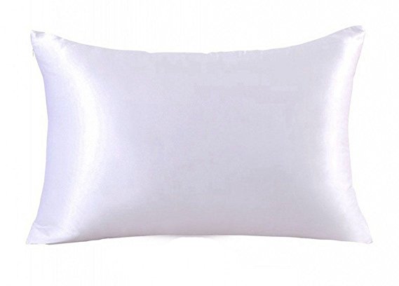Soft Silker Silk Pillowcase Both Side 100% 19MM Natural Mulberry Charmeuse for Hair & Facial Beauty with Hidden Zipper (King, White)