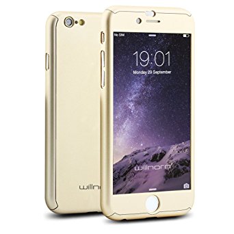 iPhone 6 Case, Willnorn® [Norn One] Full Body Coverage Protection Hard Slim iPhone 6 Case with Tempered Glass Screen Protector for Apple iPhone 6 4.7" (Gold)