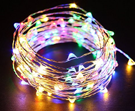 20Feet 120 LED Lights on Silver Copper Wire , Starry String Lights, Indoor/Outdoor Waterproof Decoration Lights for Gardens, Home, Dancing, Party (Multi)