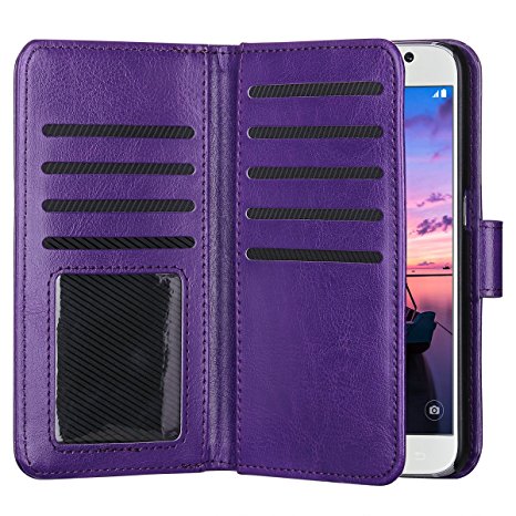 S6 Case, Galaxy S6 Case, S6 Wallet Case, ULAK Luxury Fashion PU Leather Case Magnet Wallet [Folio] [9 Card Multi-Slots] [Flip Cover] [For Women] for Samsung Galaxy S6 (Purple)