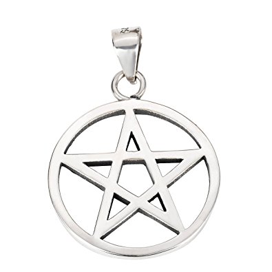 Sterling Silver Wicca Traditional Pentagram Pendant 925