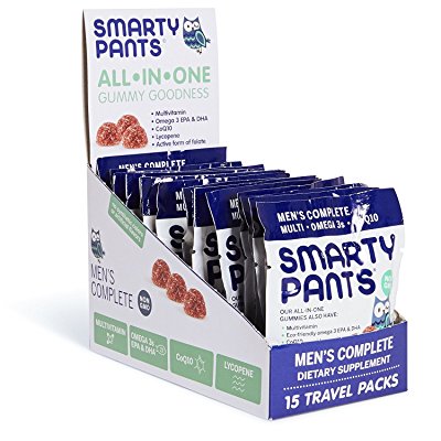 SmartyPants Men's Complete Gummy Vitamins: Multivitamin, CoQ10, Lycopene, Methyl B12, & Omega 3 EPA/DHA Fish Oil, 90 count (15 Day Supply)