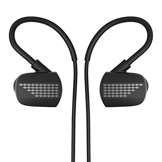 APIE Wireless Bluetooth V4.1 Headphones In-Ear Noise Cancelling Sports Headphone with microphone Memory Metal Ear Hooks