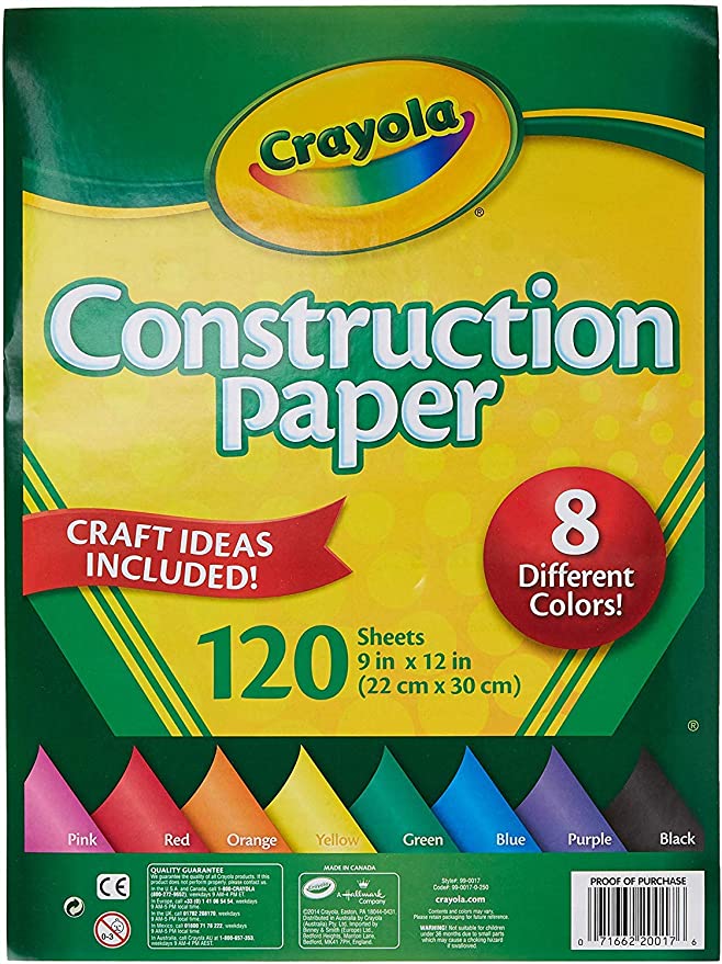 Crayola Construction Paper, 8 different colors, 120 Sheets