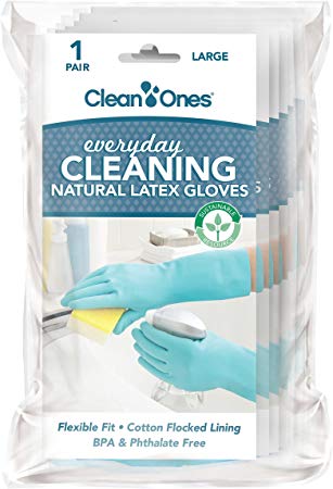 Clean Ones Everyday Cleaning Latex Gloves - 6 Pair (Medium)
