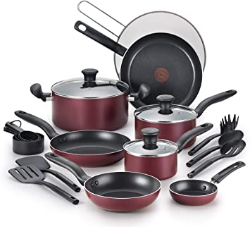 T-fal Initiatives Nonstick Inside and Out, 20-Piece, Red