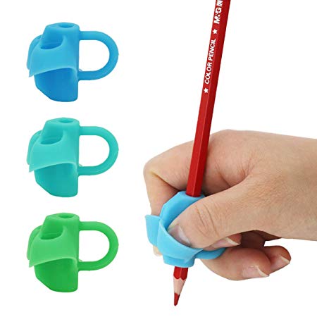 Pencil Grips for Kids Handwriting Children 3 pieces pencil holder grips for Writing Posture Correction Safe silicone material Three-finger grip pen corrector