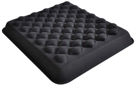 Secure Cool Comfort Gel Foam Seat Cushion, Black (16"x18"x2.5") - Perfect for Wheelchair, Chair, Car Seat, Bench, Office