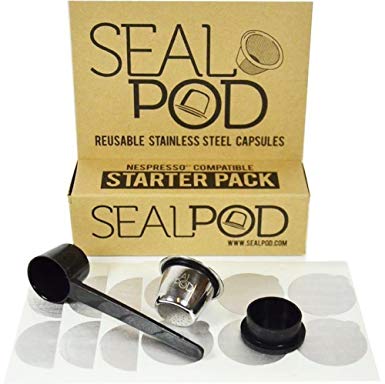 Reusable Nespresso Pods: Sealpod Stainless Steel Refillable Capsule for Nespresso Machines (OriginalLine Compatible) - Patented Design - Includes 1 Capsule, Espresso Lids