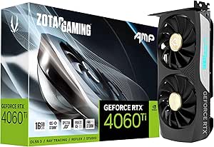 ZOTAC GAMING GeForce RTX 4060 Ti 16GB AMP DLSS 3 16GB GDDR6 128-bit 18 Gbps PCIE 4.0 Compact Gaming Graphics Card, IceStorm 2.0 Advanced Cooling, SPECTRA RGB Lighting, ZT-D40620F-10M