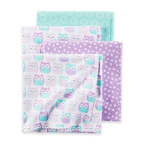 Carter's Owl Baby Receiving Blankets 4 Pack