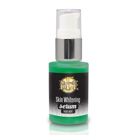 Skin Whitening Serum - Contains Kojic Acid evens out skin tone and dramatically reduces the appearance of skin discoloration associated with dark spots sun spots age spots mild acne scars brown spots freckles and hyperpigmentation