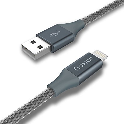 iPhone Cable , IMKEY Apple MFi Certified 10 Feet Tangle-Free Braided Lightning to USB Cable for iPhone 7 / 6S / 6 Plus, iPhone SE, iPhone 5S 5C 5, iPad, iPod - (Gray)