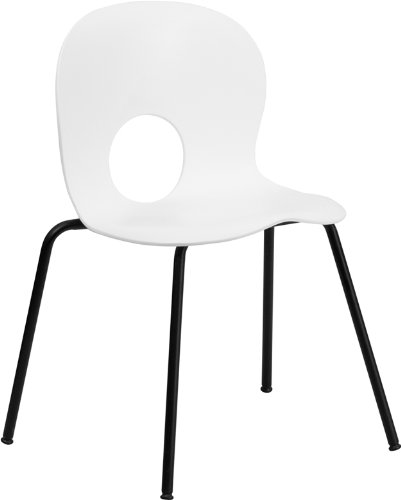 HERCULES Series 770 lb. Capacity Designer White Plastic Stack Chair with Black Powder Coated Frame Finish