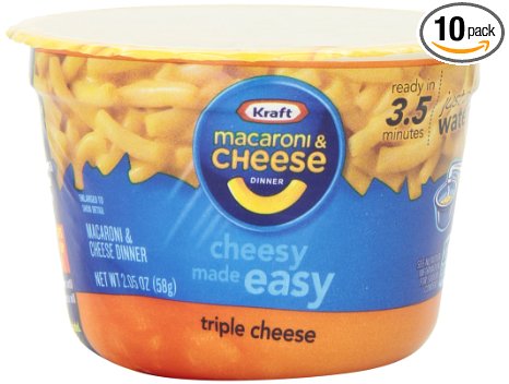 Kraft Easy Mac Triple Cheese, 2.05-Ounce Microwavable Cups (Pack of 10)