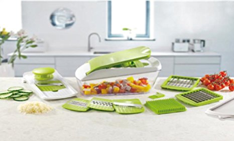Chop 'n' Slice Pro - Mandolin & Chopper with Storage Lid - 7 Interchangeable Blades for Chopping, Slicing, Cutting, Dicing, Grating & Julienne Slicing - Perpetual Peeler and eBook included