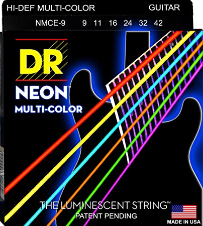 DR Strings NMCE-9 DR NEON Electric Strings, Light, Multi-Color