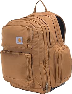 Carhartt 35l Backpack, Durable Pack with Laptop Sleeve and Duravax Abrasion Resistant Base, Everyday Triple Compartment Brown, One Size