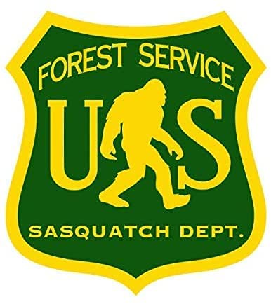 4-Pack Sasquatch Department Forest Service Badge Bigfoot 4.5" Sticker Funny Lavastorm