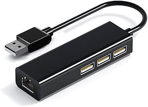 USB LAN 変換アダプター 有線LANアダプター 4in1 USB ハブ lanポート 10/100Mbps RJ45 ギガビット USB2.0 to RJ45、USB*3拡張 高速データ 転送 ドライバ不要 [Windows10/8.1/Mac/Linux/Surface Pro/Chromebook ]対応 (ブラック)