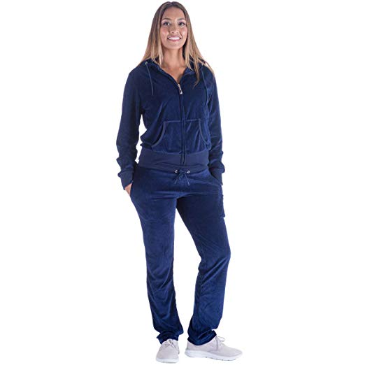 Womens Velour Tracksuit Set Soft Sports Joggers Outfits Zip Up Hoodies and Sweatpants 2 Pieces Sweatsuits