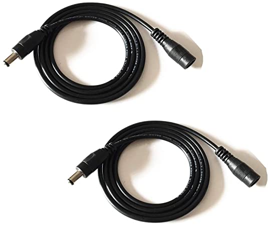 2PCS 3.28ft Black 5.5mm x 2.1mm DC Plug Extension Cable for Power Adapter 12v dc Extension 5.5mm x 2.1mm Extension 22AWG