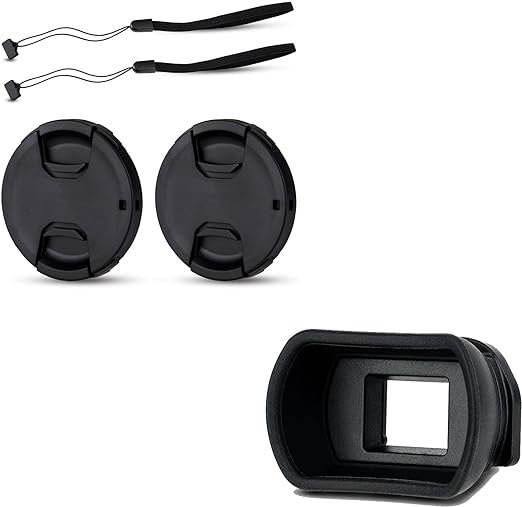 58mm Front Lens Cap Cover & Soft Long Eyecup for Canon Rebel T7 T6 T5 T8i T7i T6s T6i T5i T4i T3i T2i T1i SL3 SL2 SL1 4000D T100 XSi XTi Camera with EF-S 18-55mm Kit Lens