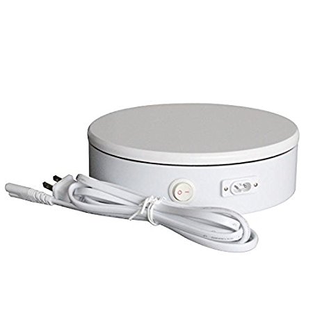 Fotoconic White Electric Motorized Rotating Turntable Display Stand, 8 Inch / 20cm Diameter, 50 Lb Centric Loading for Shop Display