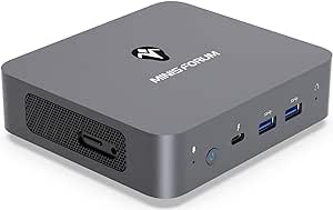 MINISFORUM UN300 Mini PC Core i3-N300(8C/8T, up to 3.8GHz) Desktop Computer, LPDDR5 8GB RAM 256GB SSD, 2X HDMI, 1x USB-C 4K Triple Display, 2X Gigabit Ethernet Port, 4X USB3.2 Micro Computer