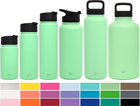 Simple Modern Summit Water Bottle   Extra Lid - Vacuum Insulated 18/8 Stainless Steel Powder Coated - 6 Sizes, 22 Colors