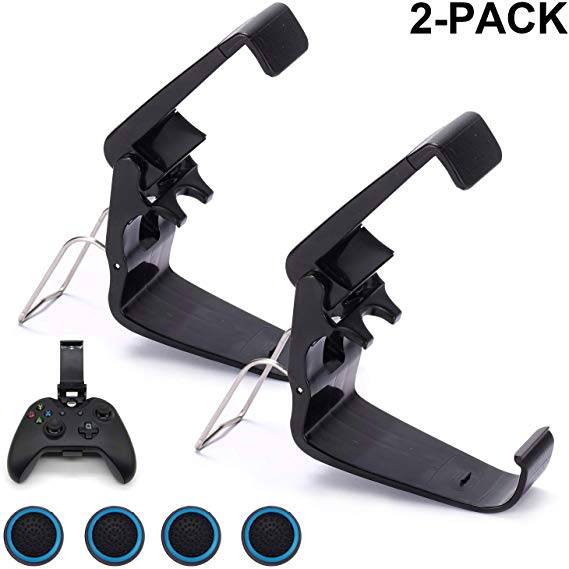 Noorlee 2 Pack Foldable Mobile Phone Holder for Game Controller, Cellphone Clamps Compatible with Microsoft Xbox One S, Xbox One X, SteelSeries Nimbus & XL Bluetooth Wireless Controllers (Black)
