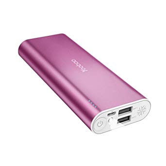 Portable Charger 10000mAh, Yoobao Dual USB Power Bank External Battery Pack Powerbank Cell Phone Charger Battery Backup Compatible iPhone X 8 7, Samsung Android Smartphone and More - Pink