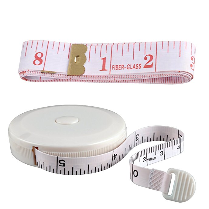 eZAKKA 60-Inch 1.5 Meter Soft Tape Measure and Retractable Tape Measure Set (White With Red Letter)