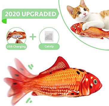 WOM Electric Fish Cat Toy Kicker Fish Toy Moving Wiggling Fish Realistic Interactive Flopping Pets Chew Bite Supplies