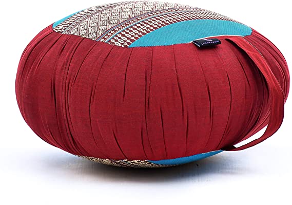 Leewadee Meditation Cushion Zafu, 16x8 inches, Kapok, brown red